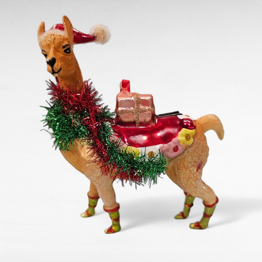Llama Christmas Ornament Glass